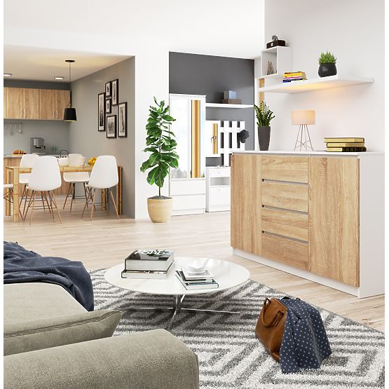 COMODĂ K160 2U 4S CLP PK ALBĂ / SONOMA