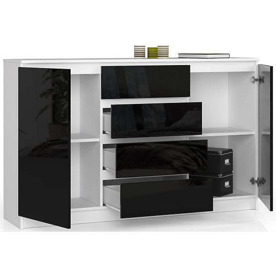 COMODĂ K160 2U 4S CLP PK NEGRU LUCIOAS