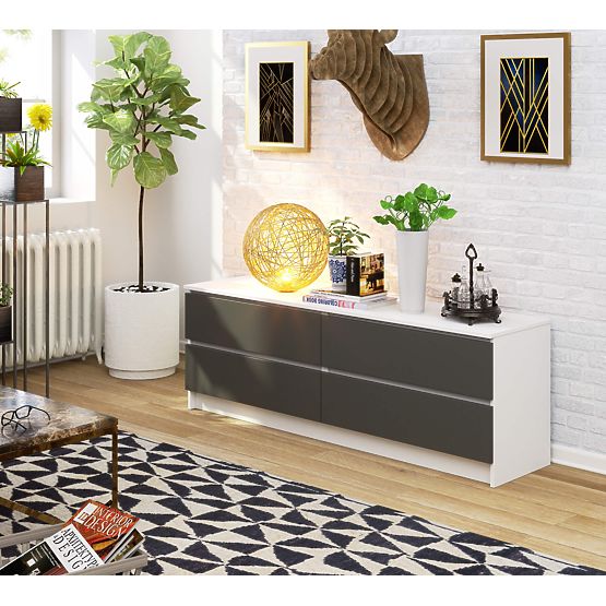 COMODĂ K160 4SZ CLP PK ALB / GRI