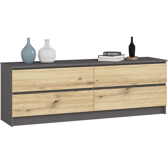 COMODĂ K160 4SZ CLP PK GRAFIT GRI / STEJAR ARTISAN