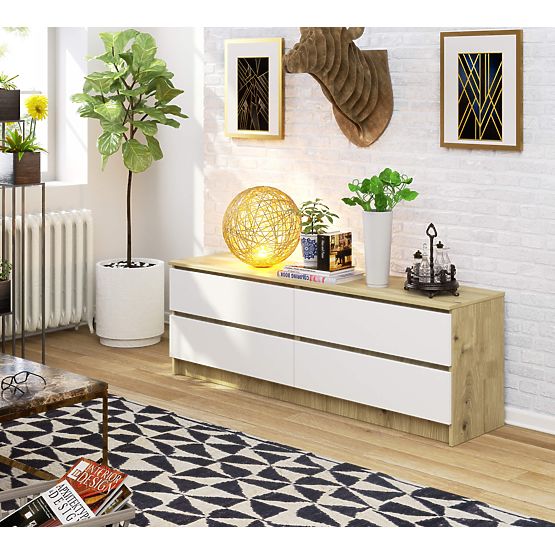 COMODĂ K160 4SZ CLP PK STEJAR ARTISAN / ALB