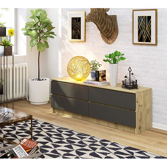 COMODĂ K160 4SZ CLP PK STEJAR ARTISAN / GRI