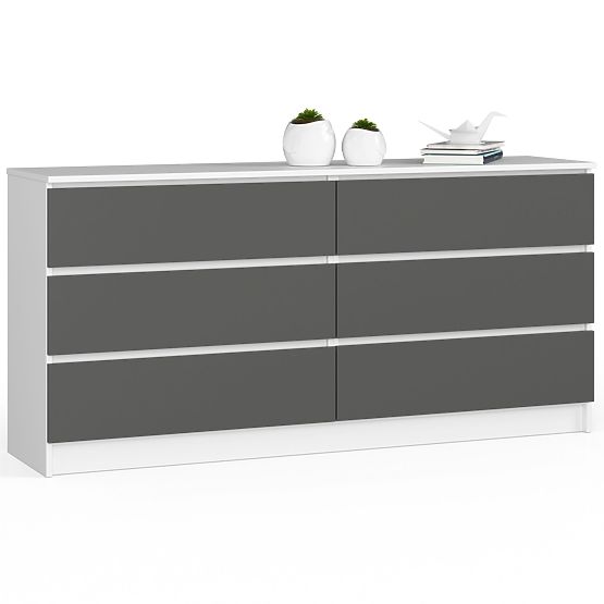 COMODĂ K160 6SZ CLP PK ALBĂ / GRI