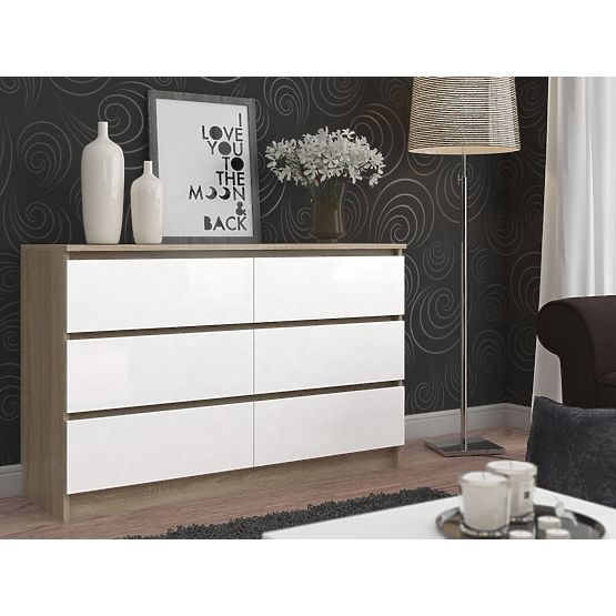 COMODĂ K160 6SZ CLP PK STEJAR SONOMA / ALB