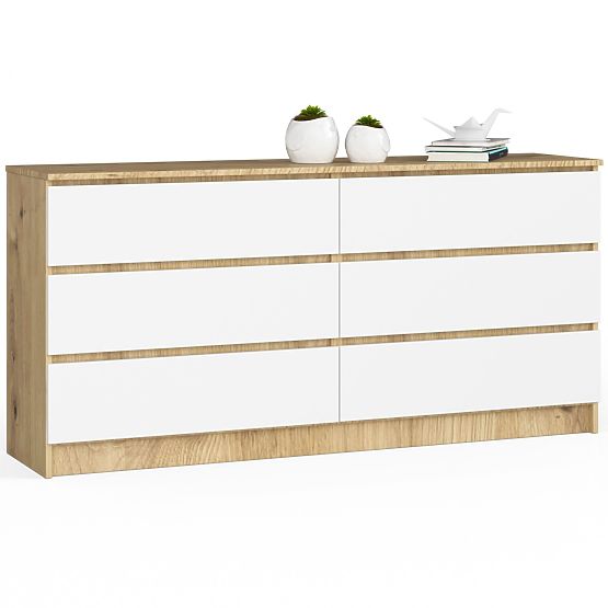 COMODĂ K160 6SZ CLP STEJAR ARTISAN / ALB