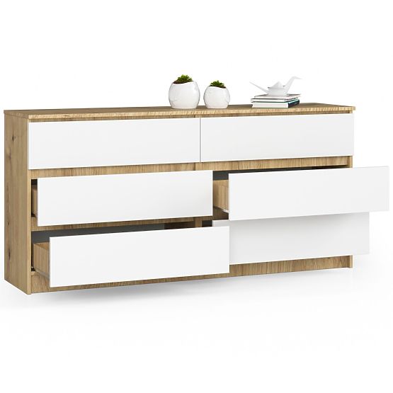 COMODĂ K160 6SZ CLP STEJAR ARTISAN / ALB