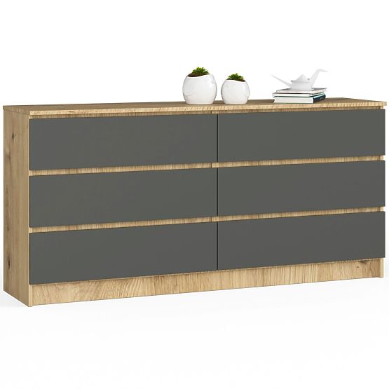 COMODĂ K160 6SZ CLP STEJAR ARTISAN / GRI