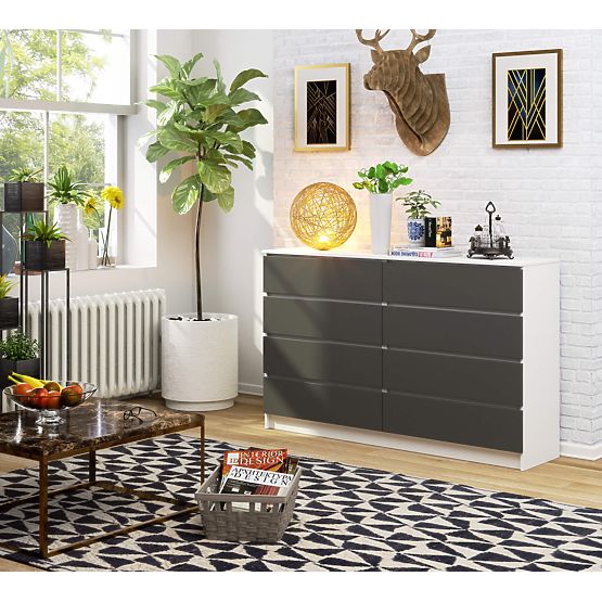 COMODĂ K160 8SZ CLP PK ALB / GRI