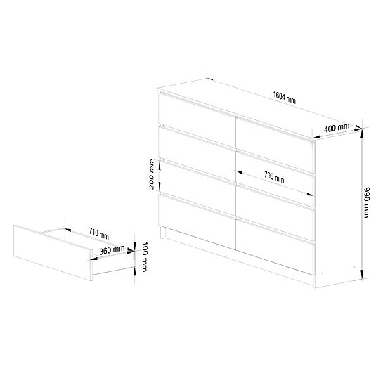 COMODĂ K160 8SZ CLP PK STEJAR SONOMA