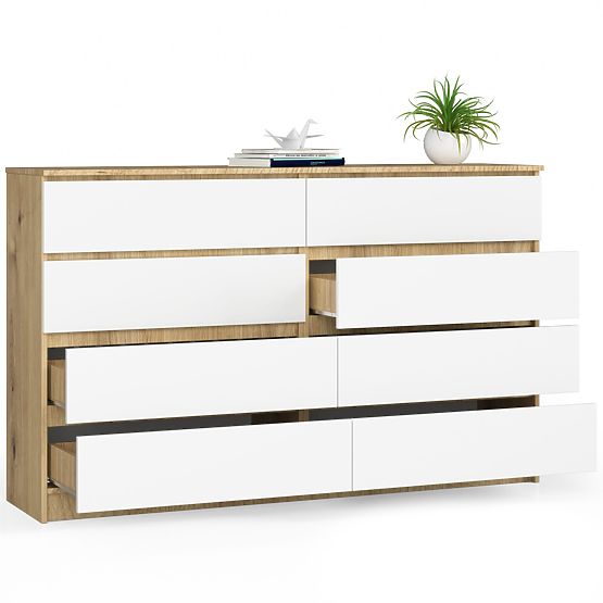 COMODĂ K160 8SZ CLP STEJAR ARTISAN / ALB