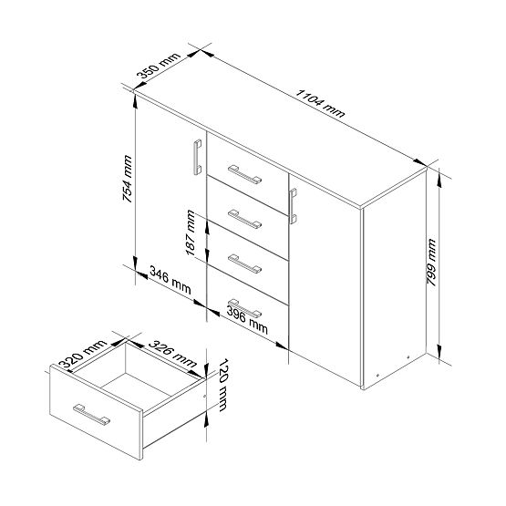 COMODA K45 PK ALB / GRI GRAFIT