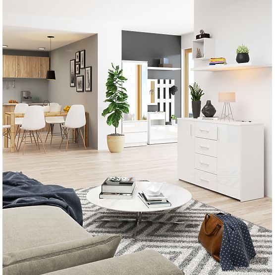 COMODĂ K45 PK ALB LUCIOASĂ