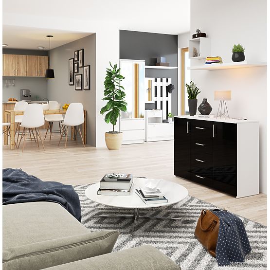 COMODĂ K45 PK NEGRU LUCIOASĂ