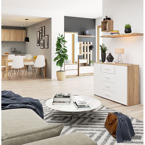 COMODĂ K45 PK STEJAR SONOMA / ALB