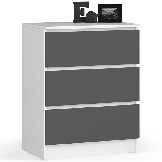 COMODĂ K60 3SZ CLP ALBĂ / GRI