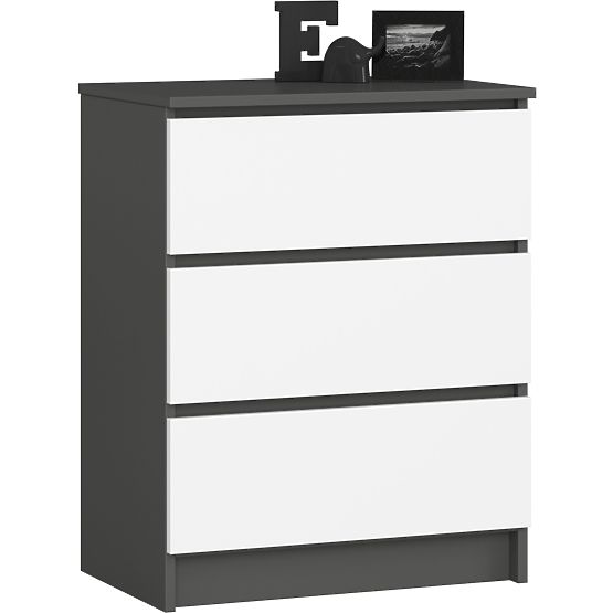 COMODĂ K60 3SZ CLP GRAFIT GRI / ALB