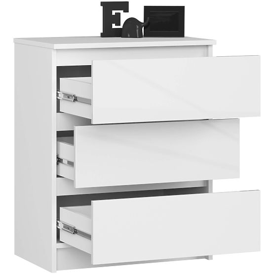 COMODĂ K60 3SZ CLP PK LUCIOASĂ ALBĂ