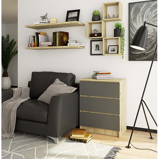 COMODĂ K60 3SZ CLP PK STEJAR ARTISAN / GRI