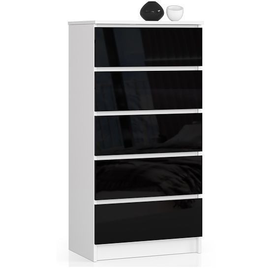 COMODĂ K60 5SZ CLP PK NEGRU LUCIOASĂ