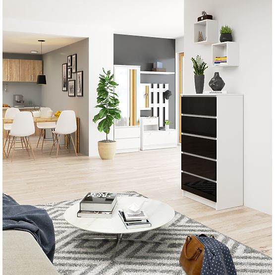 COMODĂ K60 5SZ CLP PK NEGRU LUCIOASĂ