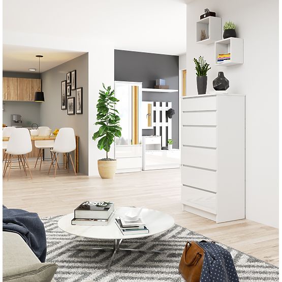 COMODĂ K60 6SZ CLP PK ALB LUCIOASĂ