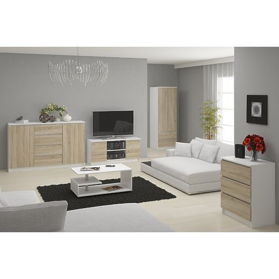 COMODĂ K60 6SZ CLP PK ALBĂ / SONOMA