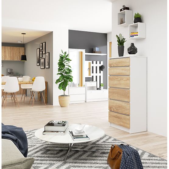 COMODĂ K60 6SZ CLP PK ALBĂ / SONOMA