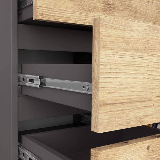 COMODĂ K80 1D 5SZ PK GRAFIT GRI / STEJAR ARTISAN