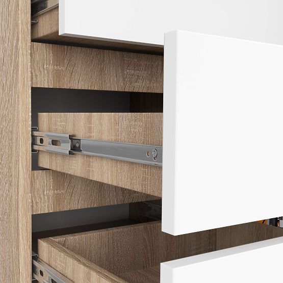 COMODĂ K80 1D 5SZ PK STEJAR SONOMA / ALB