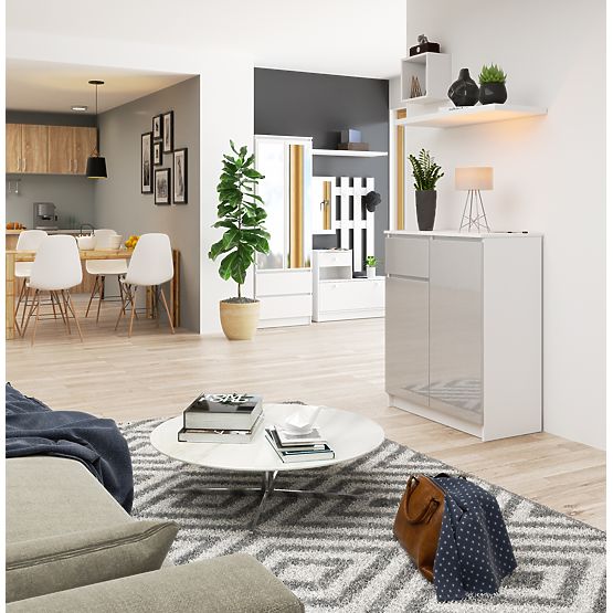 COMODĂ K80 2D 1SZ CLP PK METALIC LUCIOASĂ