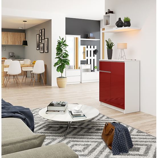 COMODĂ K80 2D 1SZ CLP PK ROȘU LUCIOASĂ