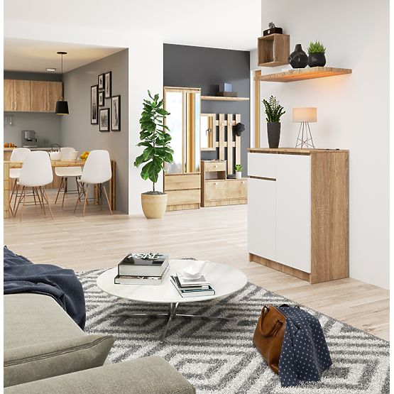 COMODĂ K80 2D 1SZ CLP PK STEJAR SONOMA / ALB