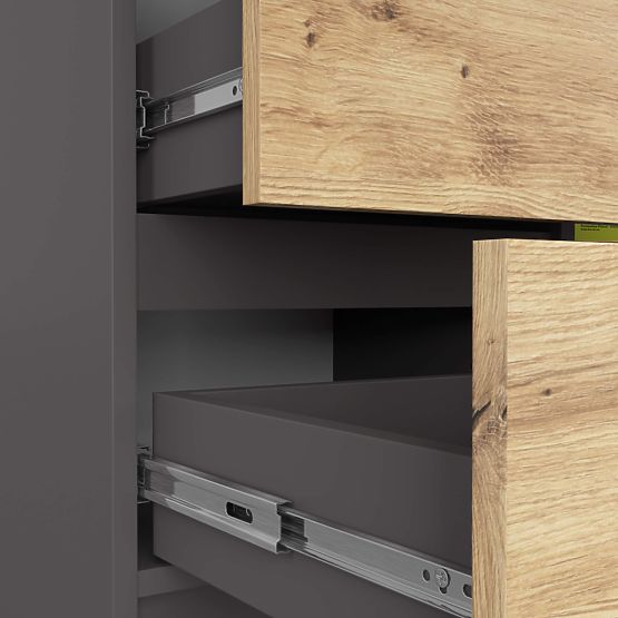 COMODĂ K80 JERRY 1D 3SZ PK GRAFIT GRI / STEJAR ARTISAN