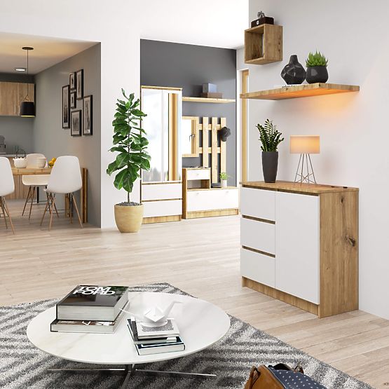 COMODĂ K80 JERRY 1D 3SZ PK STEJAR ARTISAN / ALB