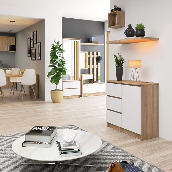 COMODĂ K80 JERRY 1D 3SZ PK STEJAR SONOMA / ALB