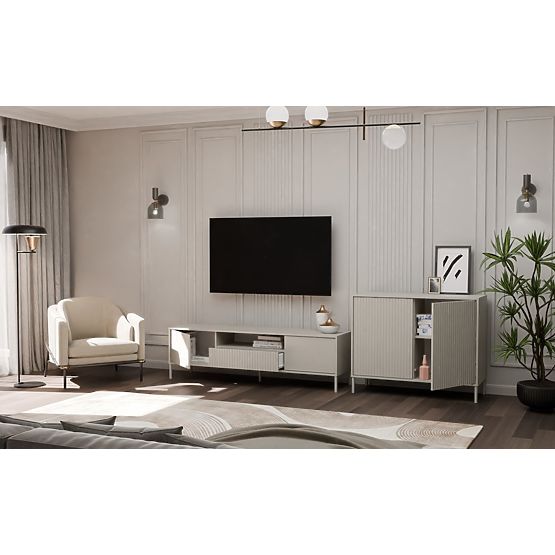 Comodă KAMARO 2D SLIM KAȘMIR Panou Frontal Lamelar