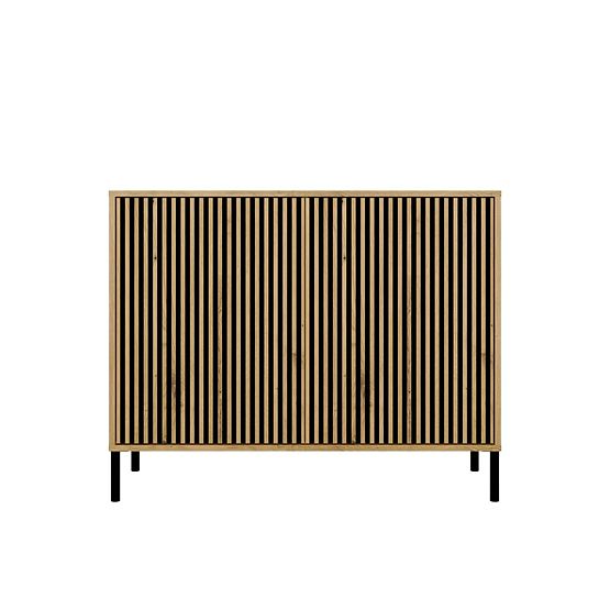 Comodă KAMARO 2D SLIM STEJAR ARTISAN Fațadă cu Lamele Canelate