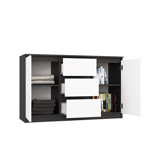 Comodă Malwa 2D3S ANTRACYT BIAŁY