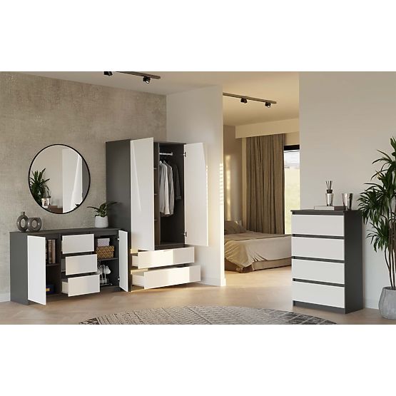 Comodă Malwa 2D3S ANTRACYT BIAŁY