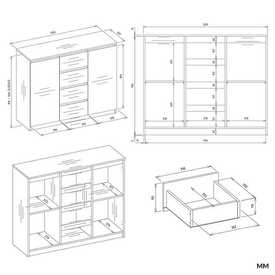 Comodă Malwa 2D4S 120 CAȘMIR BEJ