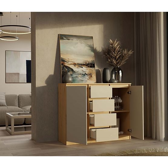 Comodă Malwa 2D4S 120 STEJAR ARTISAN BEJ CAȘMIR