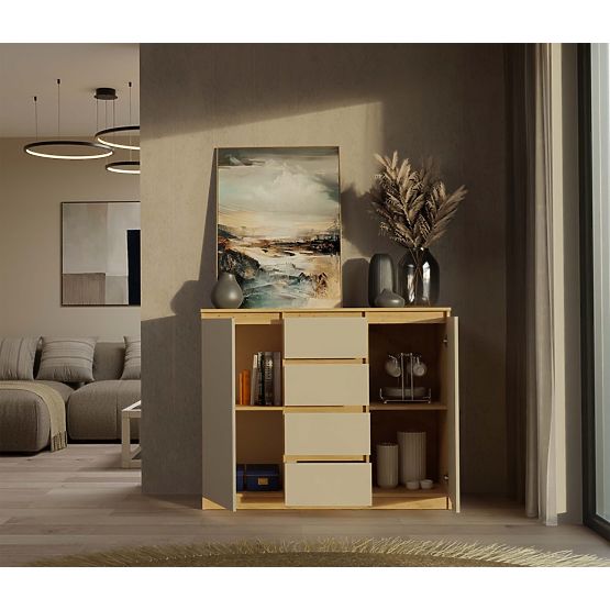 Comodă Malwa 2D4S 120 STEJAR ARTISAN BEJ CAȘMIR