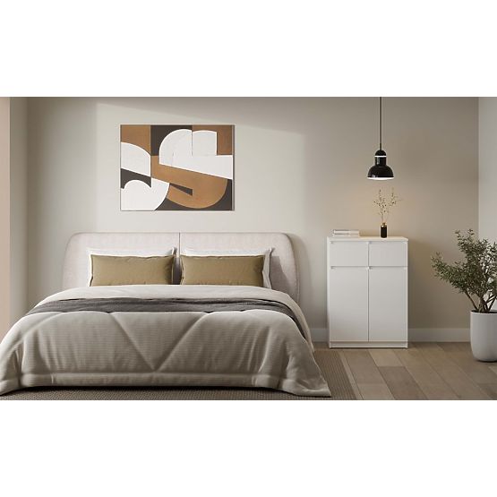 Comodă Malwa 2DD2S Dulap 2 Uși 2 Sertare pentru Living ALBĂ