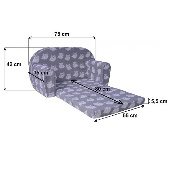Canapea pentru copii Ursul dormit - turcoaz