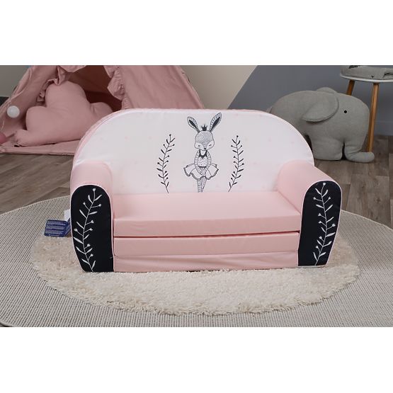 Canapea pentru copii Bunny Ballerina - alb-roz