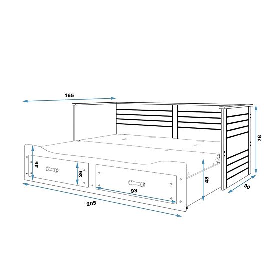 Patul pliabil pentru copii HERMES cu spatele - alb