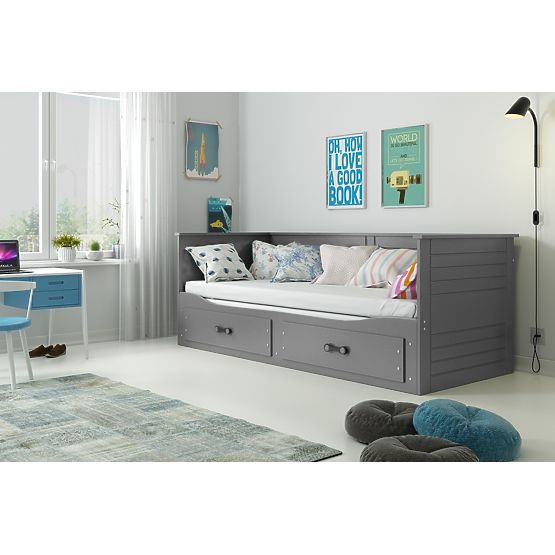 copii convertibil pat HERMES cu spate - gri