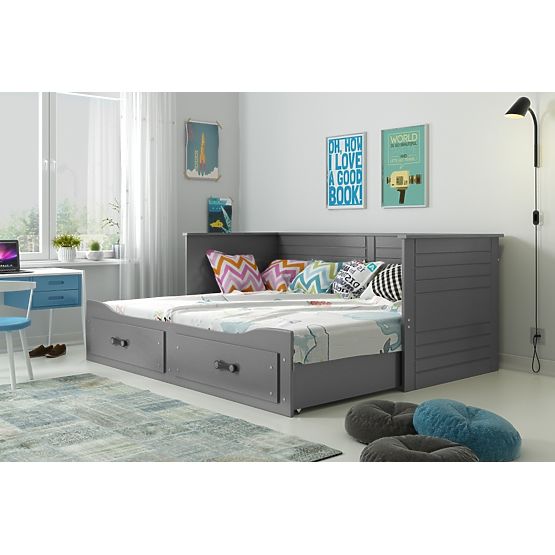 copii convertibil pat HERMES cu spate - gri