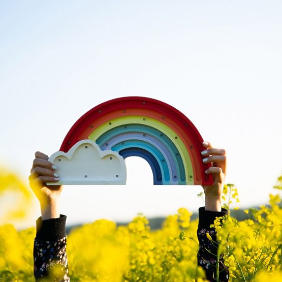 copii lemn lampă LED-uri lampă curcubeu