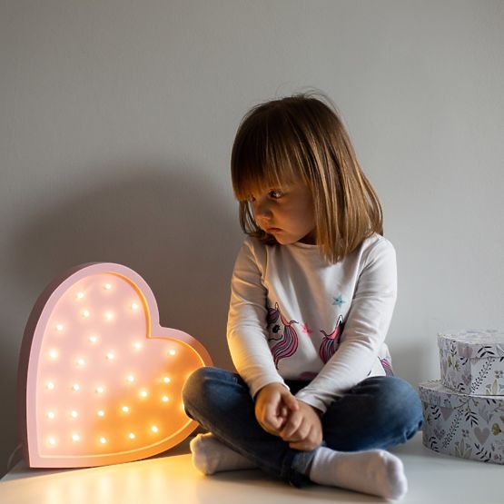 copii lemn lampă LED-uri lampă Inima - roz
